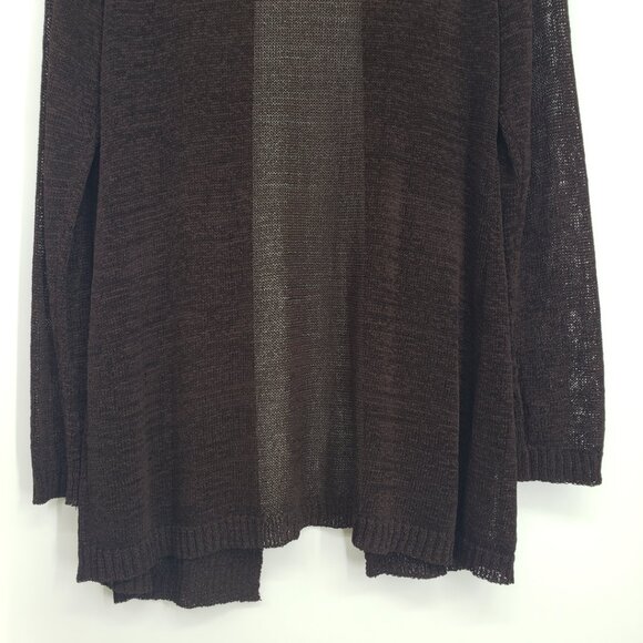 Chico's Open Front Long Cardigan Sweater M Open Knit Lightweight Brown - Picture 8 of 9
